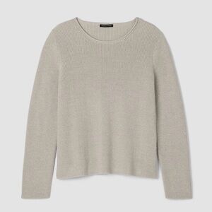 Eileen Fisher Peruvian Organic Cotton Crepe Crew Neck Top Sweater Women’s Size M